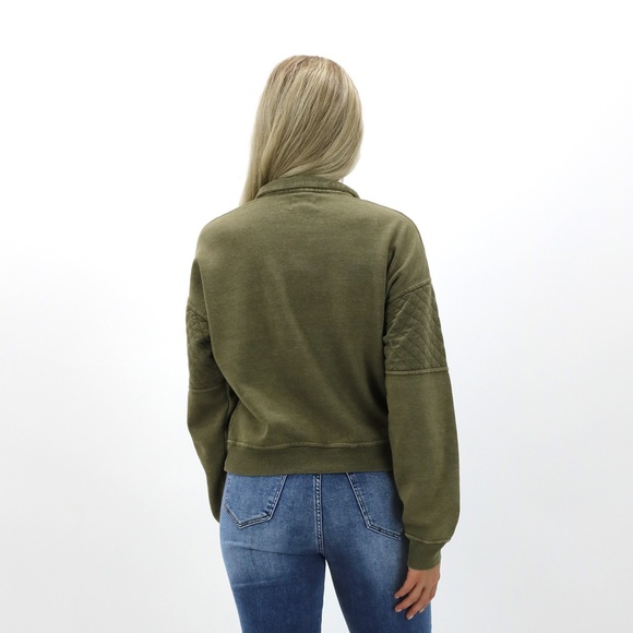 Sage Green Cropped Quarter Zip - Picture 3 of 10
